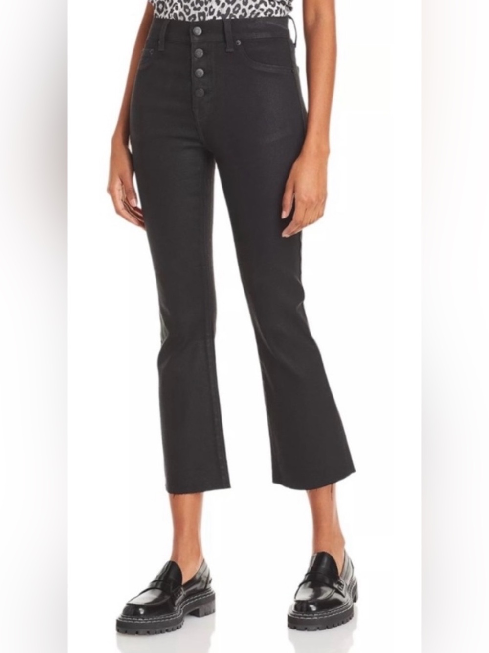 PISTOLA Lennon High Rise Cropped Boot Jeans  in Coated Black Size 31